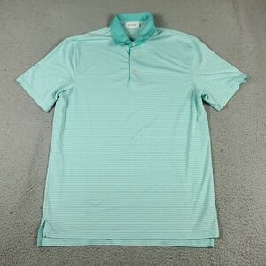 Southern Tide Polo Shirt Mens Size Large Turquoise Striped PolyesterShort Sleeve